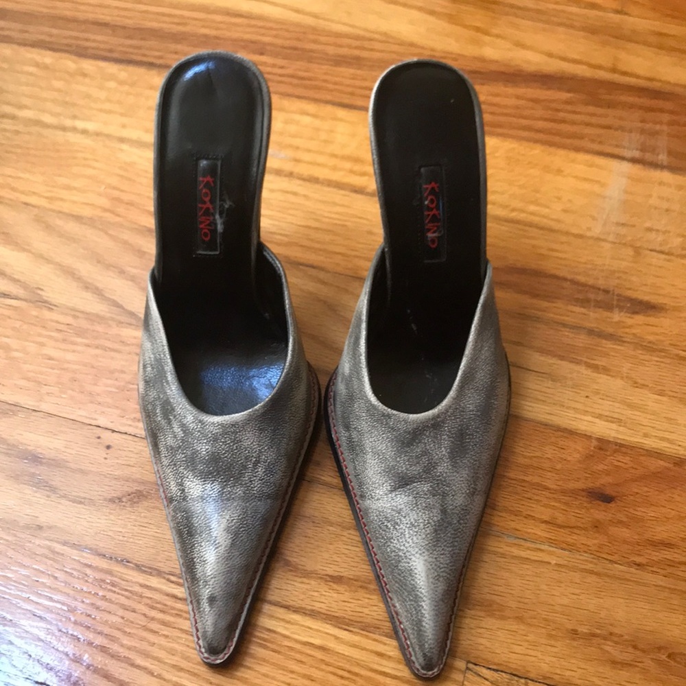Gray and White Heels.